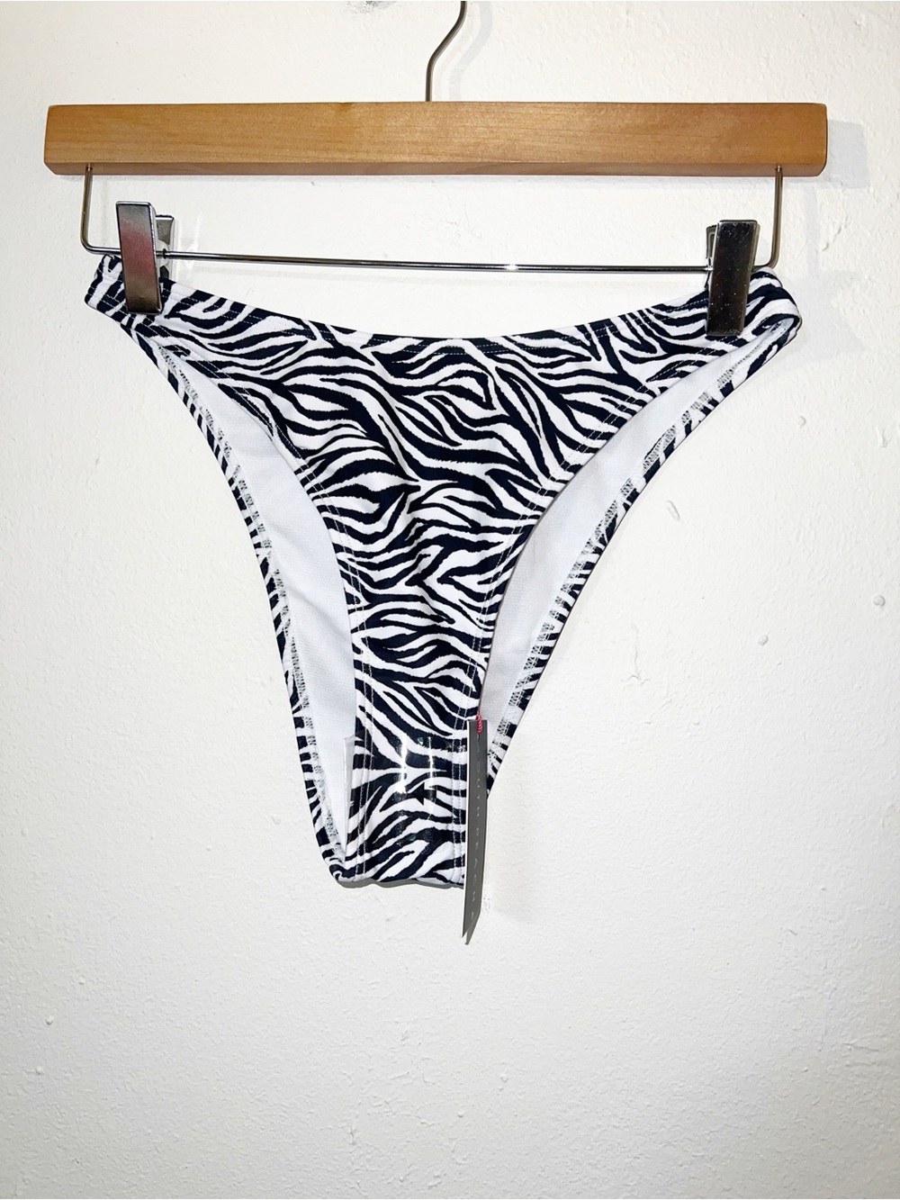 South Beach Zebra Print High-Cut Bikini Bottom - Black & White